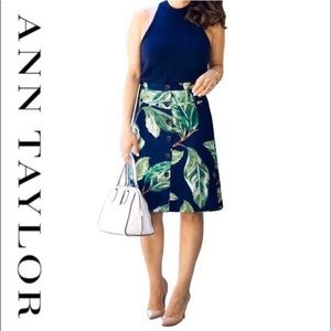 Ann Taylor Womens Cotton Linen Blend Leaf Pencil Skirt Size 8 Faux Button Front